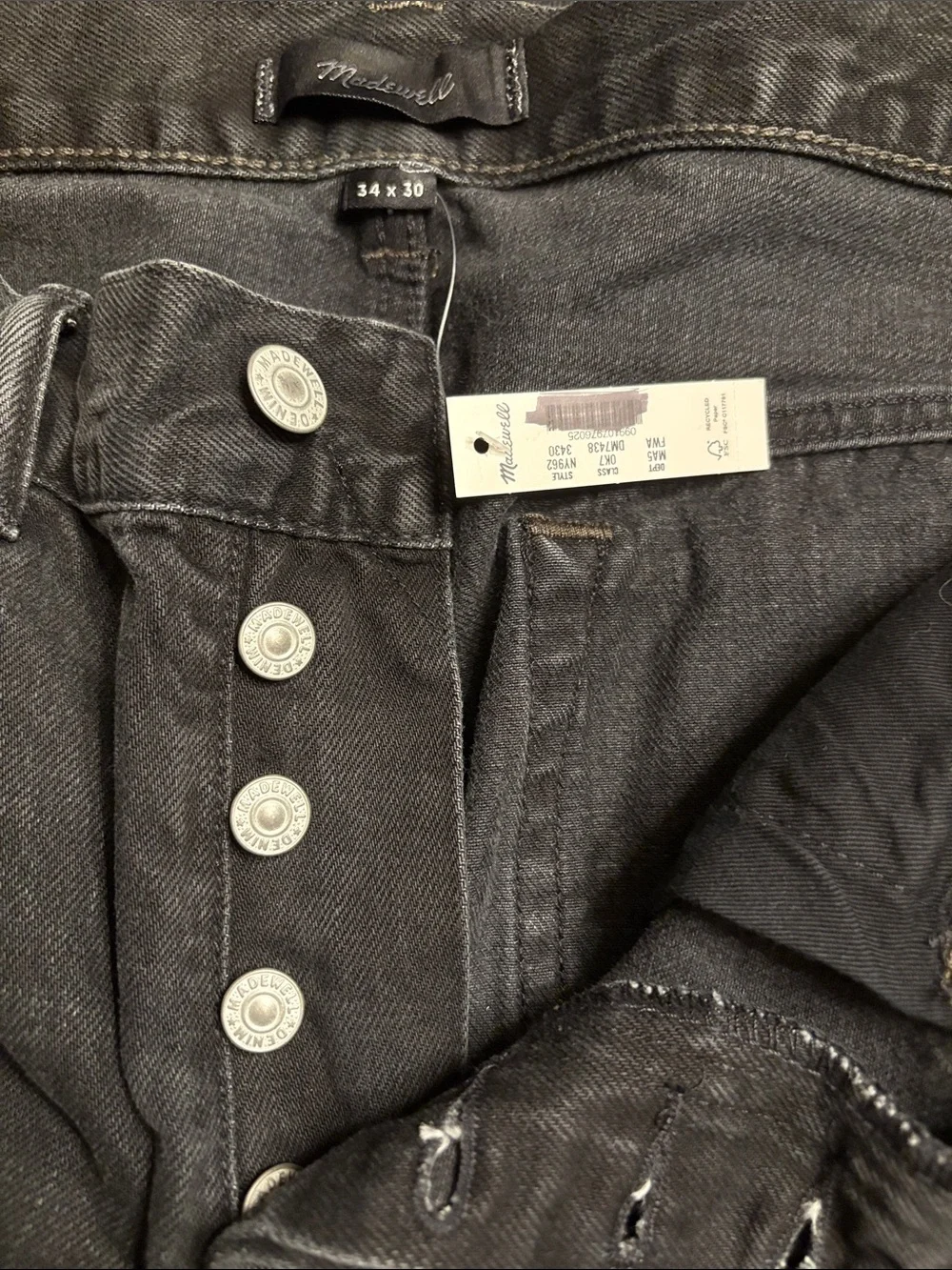 Madewell men’s The Slim Straight Jean rigid fairmount wash NY962 Sz 34 X 30 NWT